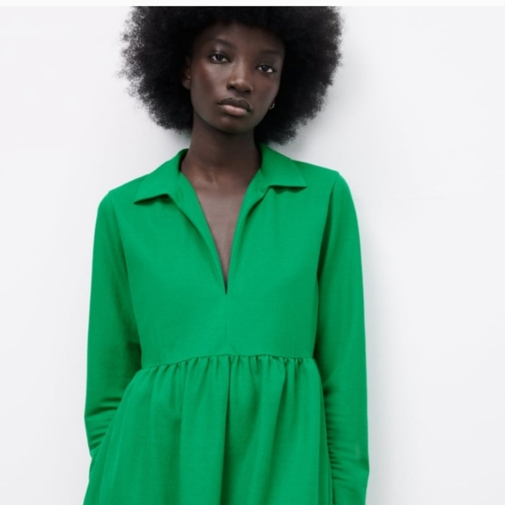 Zara Voluminous Green Dress - Picture 2 of 6